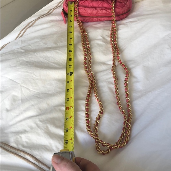 Prada Bag Pink Nylon - Barbie Color with Gold Long Double Chain Straps - Picture 14 of 17